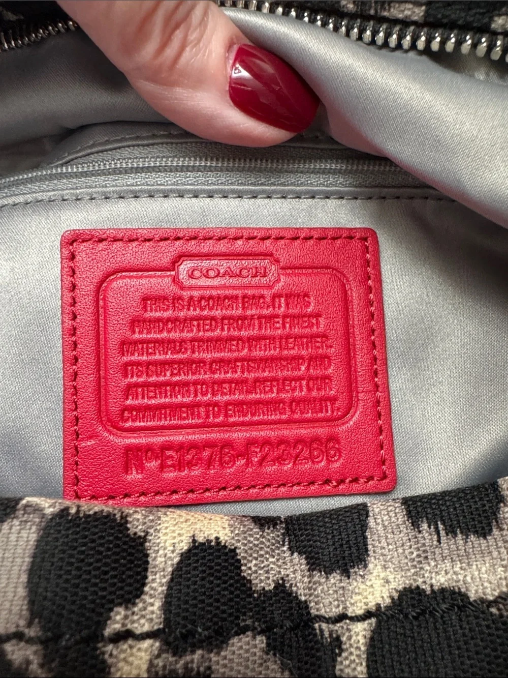 Coach Parker Leopard-Print (Ocelot) Shoulder / Hobo Bag with Red Trim